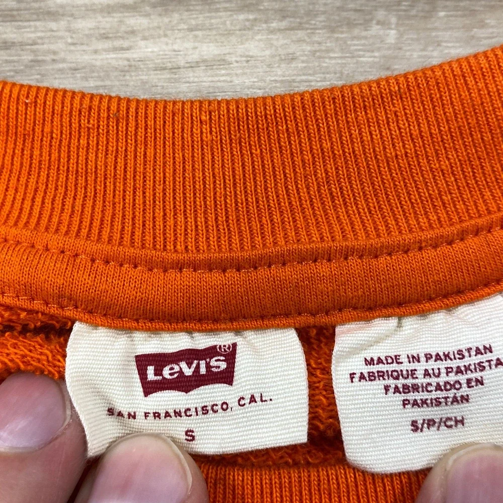 Levis Sweatshirt Mens Small Streetwear Minimalist French Terry Orange Classic